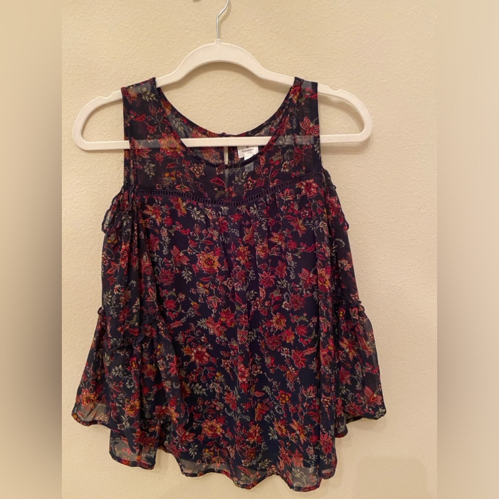Dressbarn Floral Cold Shoulder Top Women’s Petite Medium